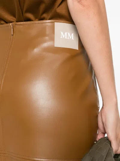 Max Mara Zip-pocket Faux-leather Skirt In Brown