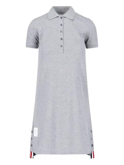 Thom Browne Button-fastening Stripe-detail Mini Dress In Gray