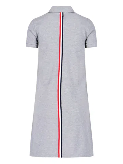 Thom Browne Button-fastening Stripe-detail Mini Dress In Gray