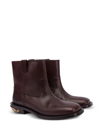 Moschino Calfskin Ankle Boots In Red