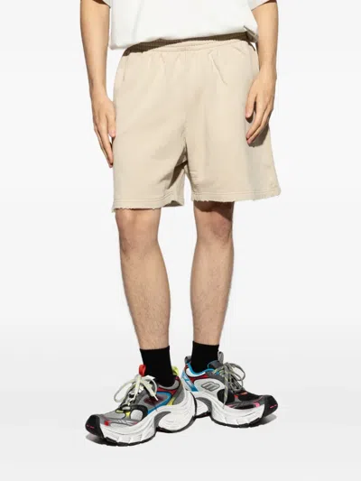 Balenciaga Logo-embroidered Bermuda Shorts In Neutral
