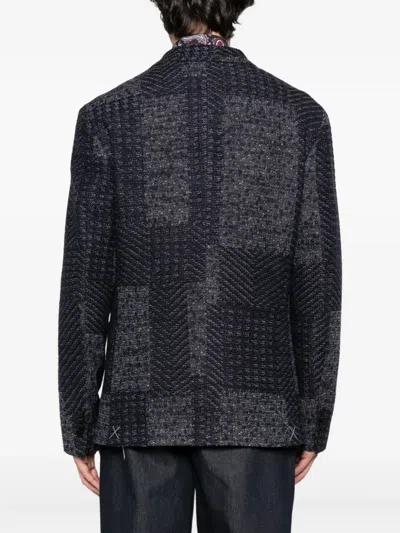 Etro Wool-blend Patchwork Blazer In Black