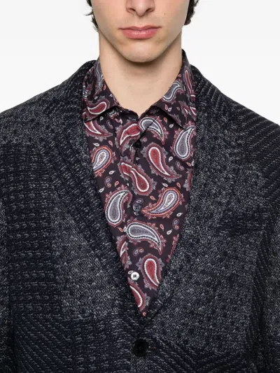 Etro Wool-blend Patchwork Blazer In Black