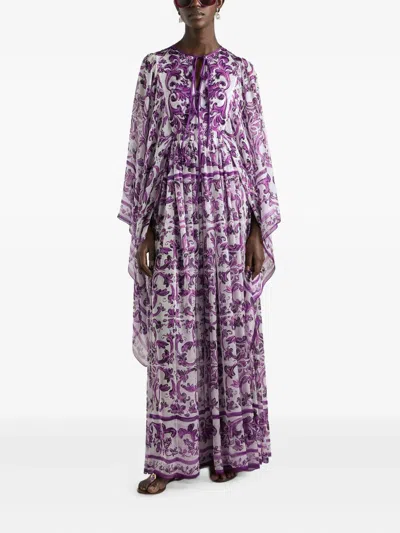 Dolce & Gabbana Kleid Mit Majolica-print In Purple