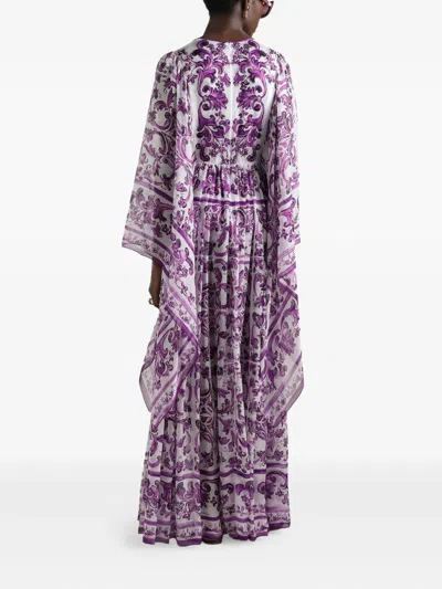 Dolce & Gabbana Kleid Mit Majolica-print In Purple