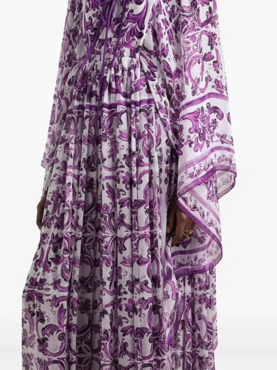 Dolce & Gabbana Kleid Mit Majolica-print In Purple