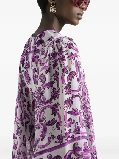 Dolce & Gabbana Kleid Mit Majolica-print In Purple