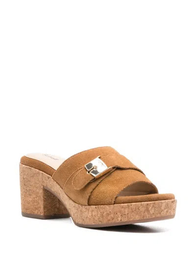Scholl 80mm Ophelia Buckle-fastening Suede Sandals In Brown