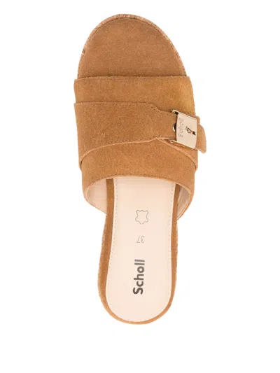Scholl 80mm Ophelia Buckle-fastening Suede Sandals In Brown