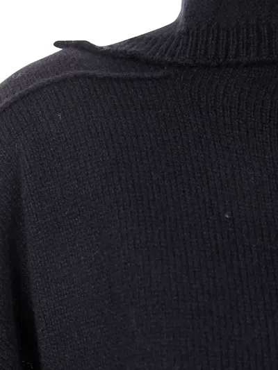 Rick Owens Collared Cashmere Sweater In Black