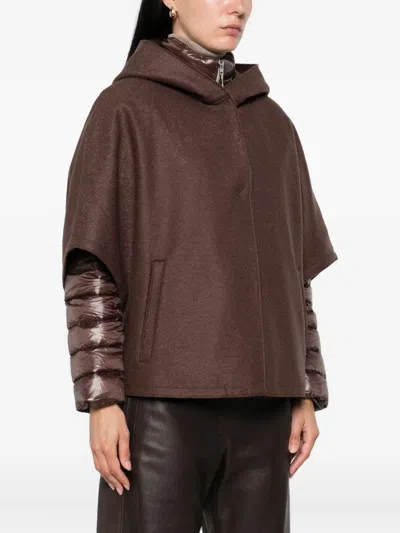 Herno Hooded Quilted Jacket In Brown