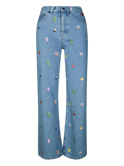 Fiorucci Charm-print Jeans In Blue