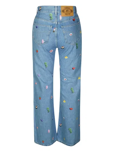 Fiorucci Charm-print Jeans In Blue
