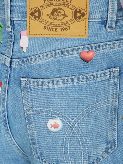 Fiorucci Charm-print Jeans In Blue