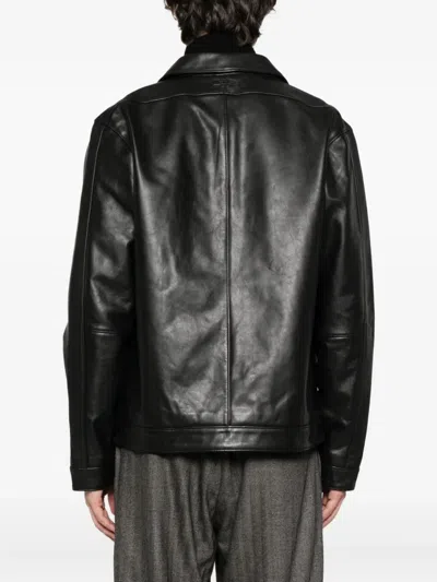 Calvin Klein Leather Outerwear In Black