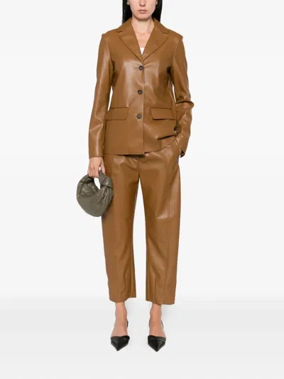 Max Mara Button-fastening Blazer In Brown