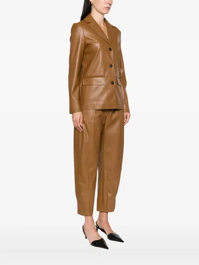 Max Mara Button-fastening Blazer In Brown