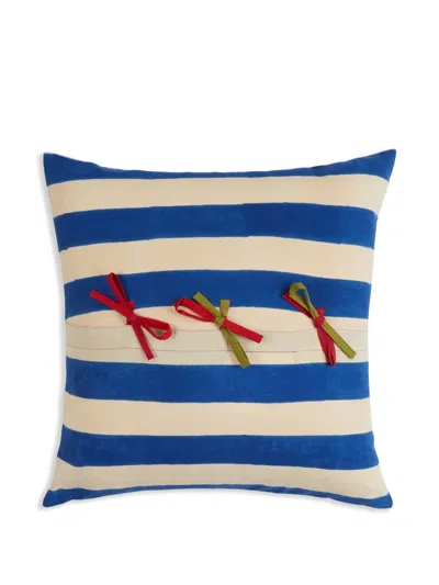 Lisa Corti Nizam Stripes Blue Cushion In Blue