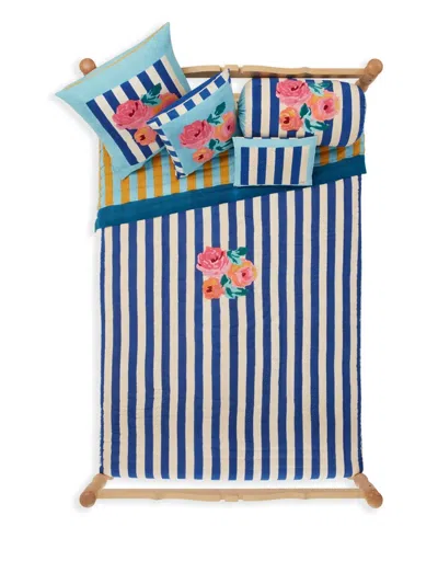 Lisa Corti Nizam Stripes Blue Cushion In Blue