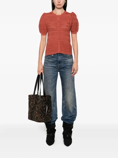 Ba&sh Vinat Puff-sleeve Cardigan In Brown