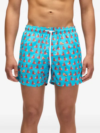 Sundek X Pelo Foundation Dog-print Swim Shorts In Blue