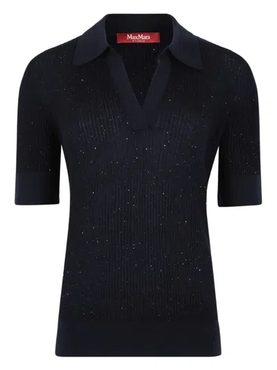 Max Mara Sequined Wool And Silk Polo Shirt
