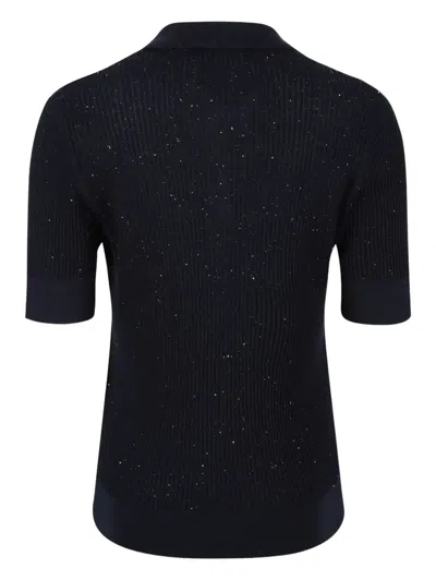 Max Mara Sequined Wool And Silk Polo Shirt