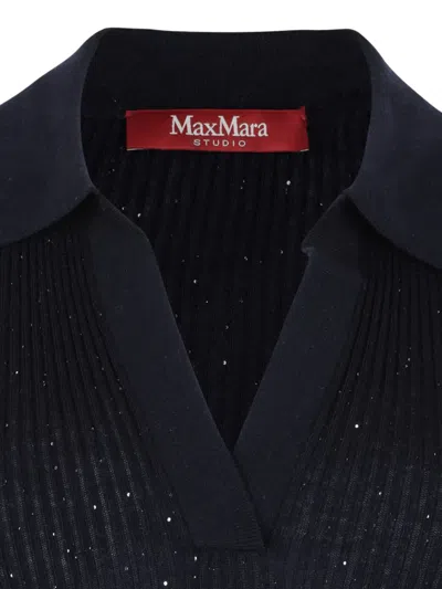 Max Mara Sequined Wool And Silk Polo Shirt
