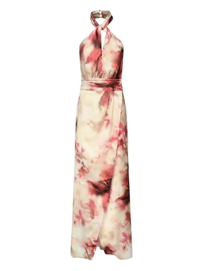Marciano Bianca Halter Neck Floral Print Maxi Dress In Neutral