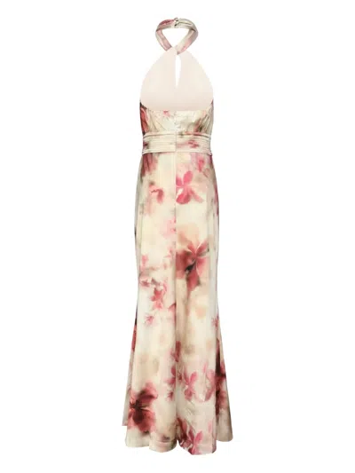 Marciano Bianca Halter Neck Floral Print Maxi Dress In Neutral