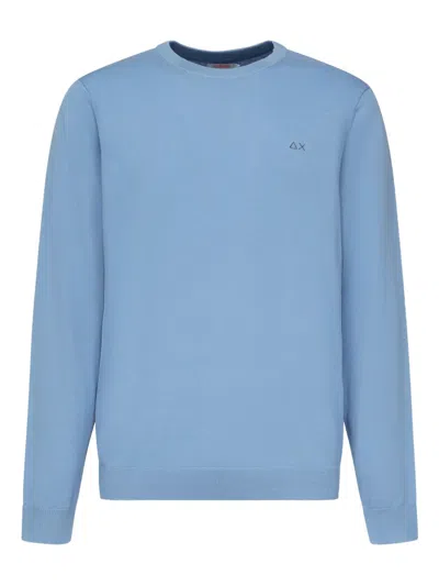 Sun68 Embroidered Crew-neck Sweater In Blue