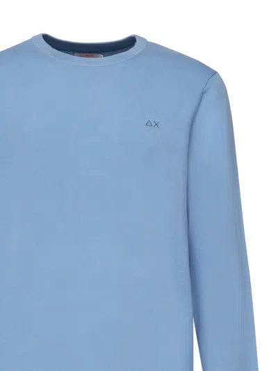 Sun68 Embroidered Crew-neck Sweater In Blue