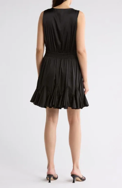 Love By Design Milana Sleeveless Satin Fit & Flare Dress In Black