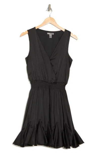Love By Design Milana Sleeveless Satin Fit & Flare Dress In Black