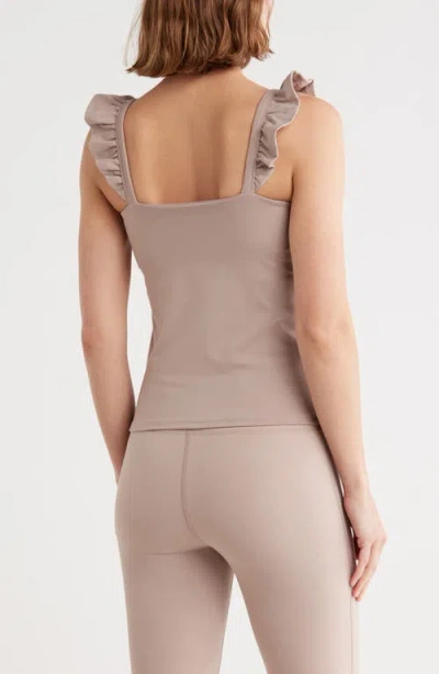 Yogalicious Lux Rosa Ruffle Strap Active Tank In Gray