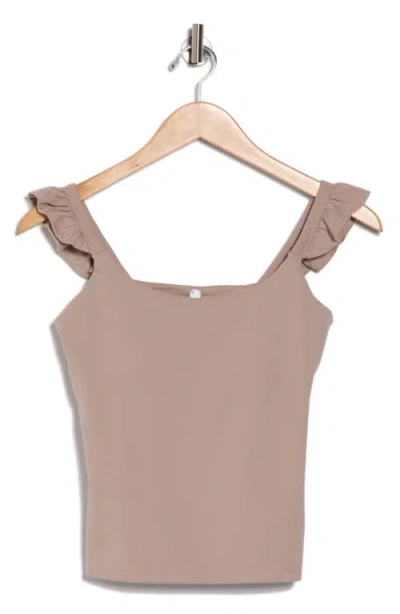 Yogalicious Lux Rosa Ruffle Strap Active Tank In Gray