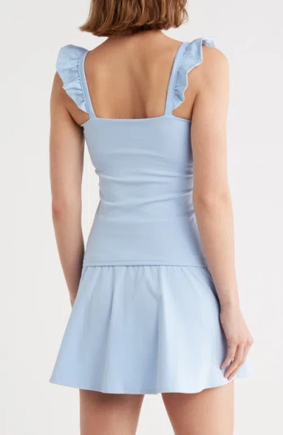 Yogalicious Lux Rosa Ruffle Strap Active Tank In Blue