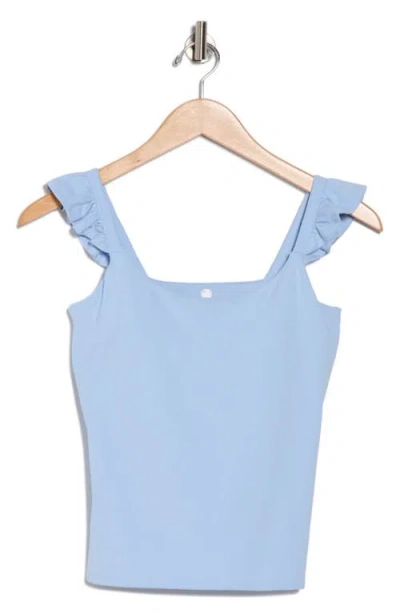 Yogalicious Lux Rosa Ruffle Strap Active Tank In Blue