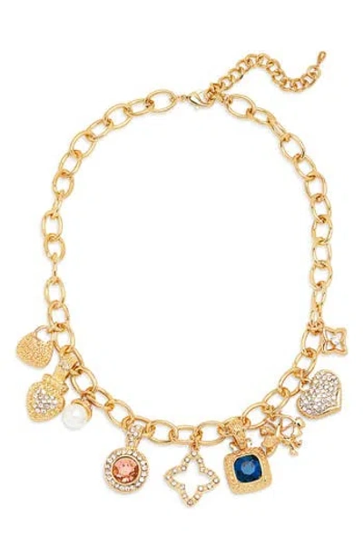 Cara Faux Pearl & Crystal Charm Necklace