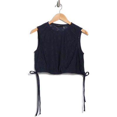 Vero Moda Kim Eyelet Sleeveless Crop Top In Blue