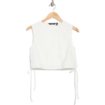 Vero Moda Kim Eyelet Sleeveless Crop Top In White