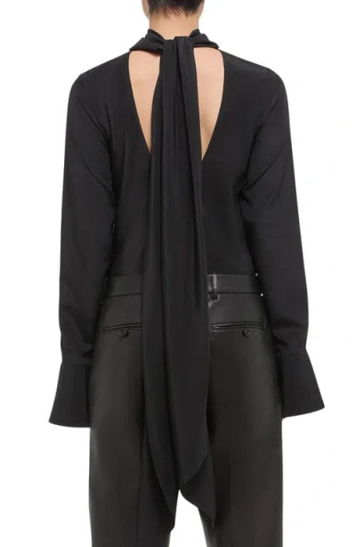 Helmut Lang Silk Long Sleeve Top With Scarf