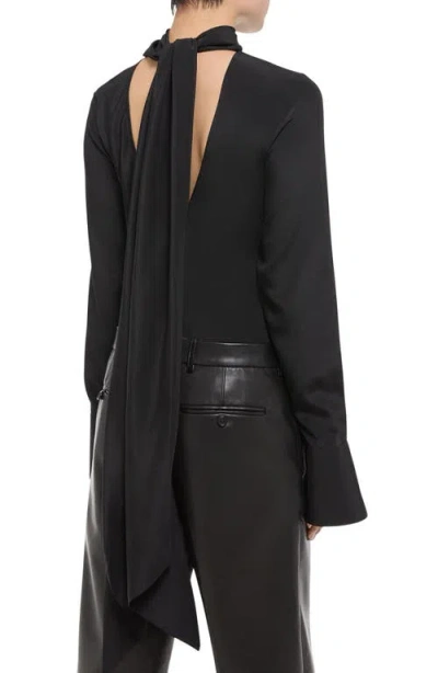 Helmut Lang Silk Long Sleeve Top With Scarf