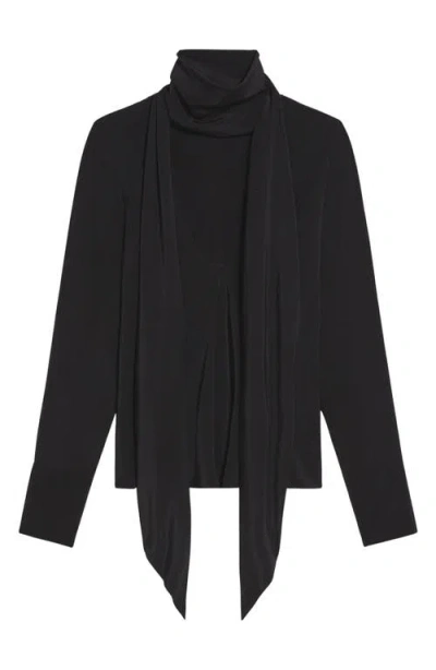 Helmut Lang Silk Long Sleeve Top With Scarf
