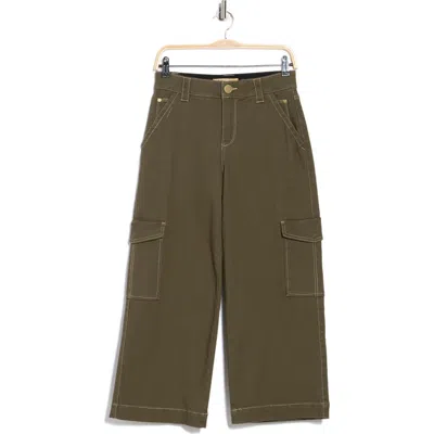 Democracy Contrast Stitch Crop Wide Leg Cargo Jeans