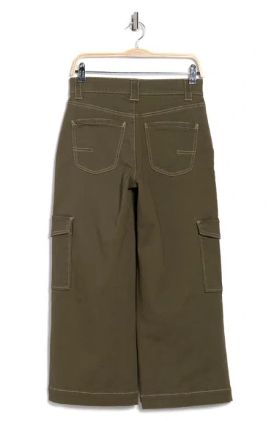 Democracy Contrast Stitch Crop Wide Leg Cargo Jeans