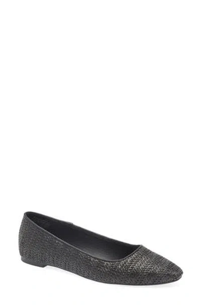 Tahari Faux Raffia Ballerina Flat In Black