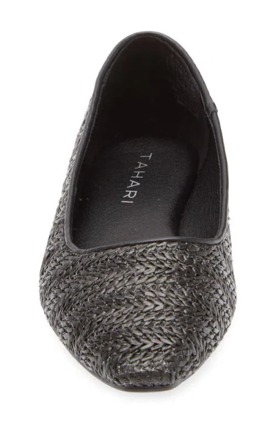 Tahari Faux Raffia Ballerina Flat In Black