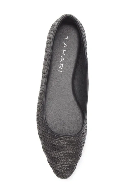 Tahari Faux Raffia Ballerina Flat In Black