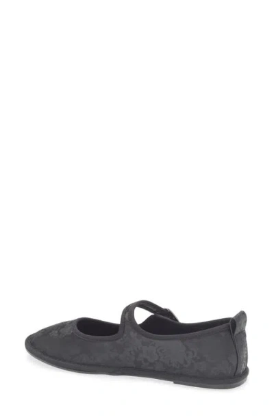 Tahari Jacquard Satin Mary Jane Flat In Black